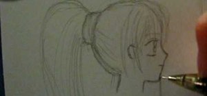 Draw a female anime face in profile