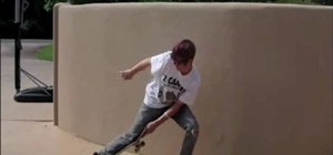 Do a flamingo flatlands trick on a skateboard