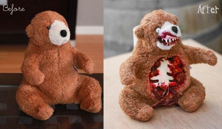 How to Turn a Cute & Innocent Teddy Bear into a Man-Eating Grizzly Zombie for Halloween