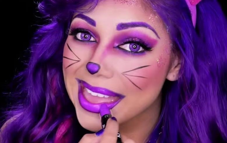 How to Perfect the Cheshire Cat's Purple Makeup Look for Halloween