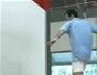 Retrieve a forehand from the back corner in squash
