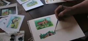Watercolor paint a California barn