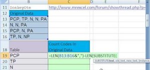 Count codes from a column of text in Microsoft Excel
