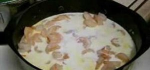 Cook shrimp with alfredo sauce and pasta
