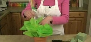 Assemble a tulip flower cookie arrangement in a flower pot