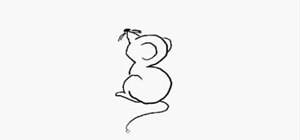 Draw a cartoon mouse from the number 3
