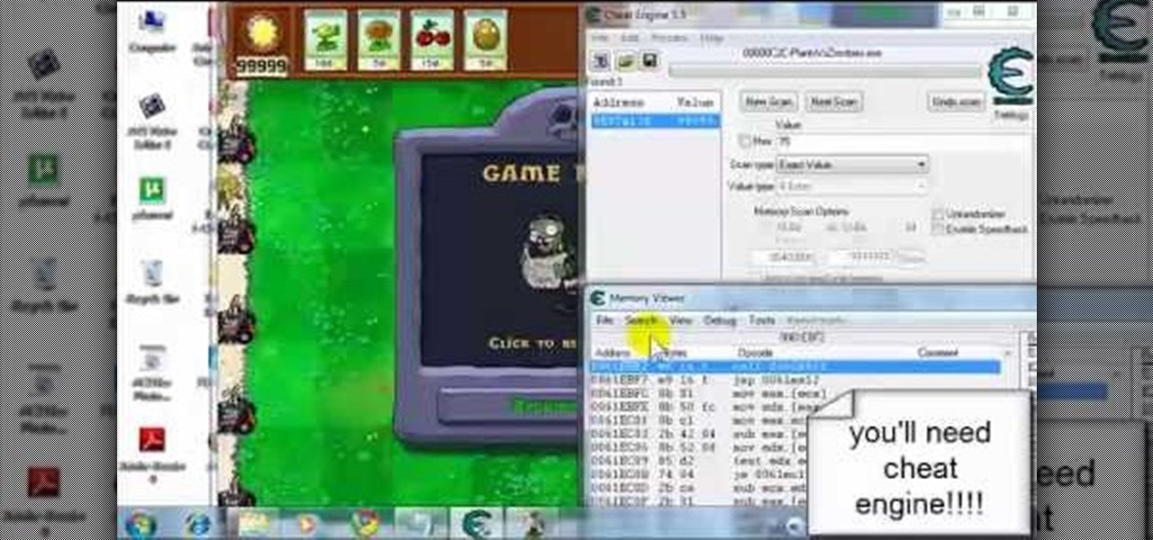 How to Get infinite sunlight in Plants vs Zombies with Cheat Engine  (11/23/2010) « Web Games :: WonderHowTo