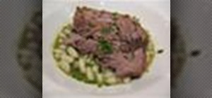 Roast seven-hour lamb with minted cannelloni beans