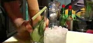Mix a vodka and cucumber Mapito mojito style cocktail