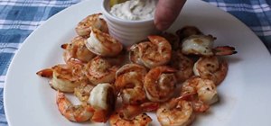 Make grilled shrimp with cured lemon aioli