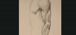 Draw someone with muscular arms from the side view