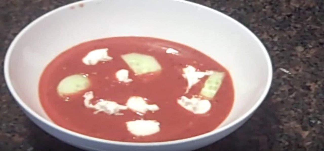 Make a Roasted Red Pepper and Tomato Gazpacho Soup