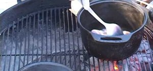 Barbecue baked beans on a grill