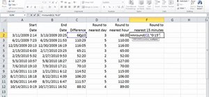 Round off date and time calculations in Microsoft Excel 2010