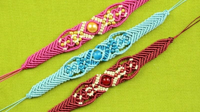 Beaded Macrame Bracelets in Two Colors