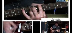 Play "Walk This Way" by Aerosmith on the electric guitar