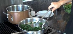Blanch spinach by heated skillet or boiling water