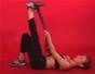 Exercise with hamstrings self stretch with yoga strap