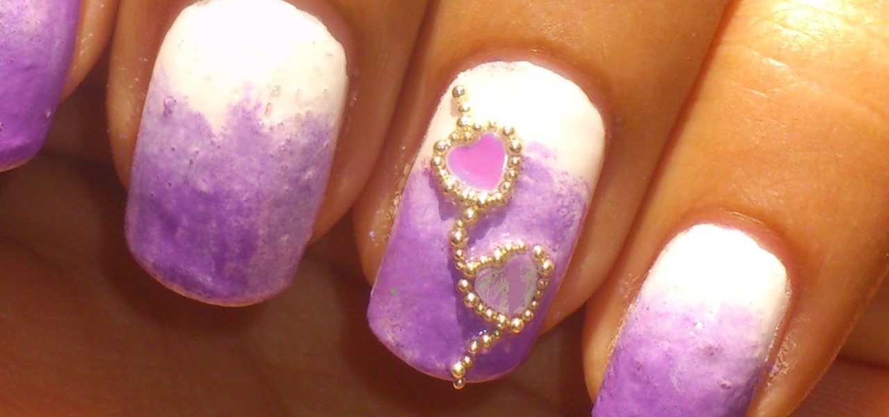 Do Ombre Sequinned Hearts Nail Design