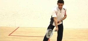 Practice the forehand stroke for playing squash