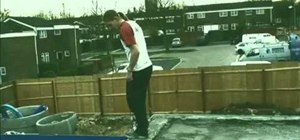 Do a precision jump in parkour or freerunning