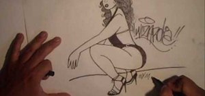 Draw a hot Latina in graffiti pen
