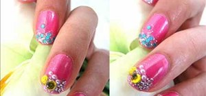 Frost your pink nails with diamonds