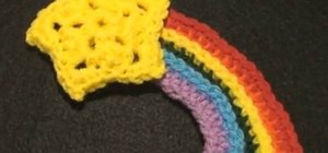 Left hand star rainbow crochet applique
