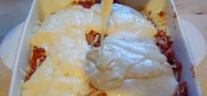 Cook Béchamel white sauce with milk and flour