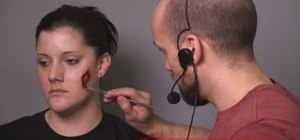 Apply a wound with gel filled silicone & movie makeup