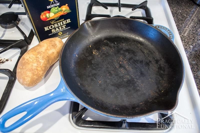 Give Your Dirty Cast Iron Pans a Salted Spud Scrub
