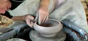 Throw and facet a clay bowl on a pottery wheel