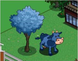 Blue Cow and Blue Tree have hit the market in Farmville!