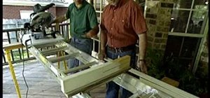 Cut crown molding using a ladder and sawhorse set up