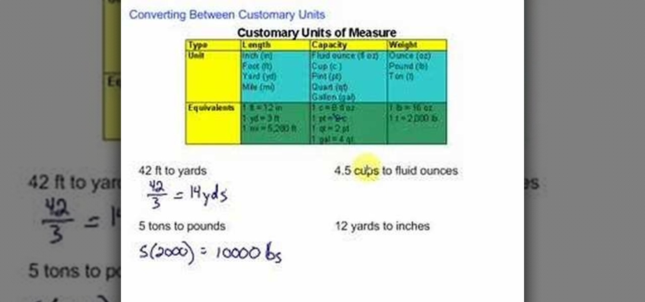 Metric And Customary System Chart
