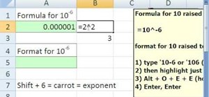 Format numbers to display exponents in Microsoft Excel