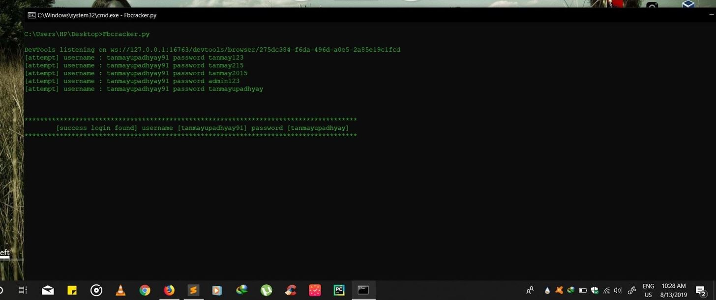 Perform Dictionary Attack on Facebook Using Lithium