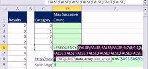 Count the max number of successive items in a data column in Excel