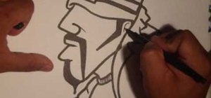 Draw an electro funk graffiti character with goggles