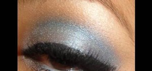 Apply icy blue eye shades for a winter inspired look