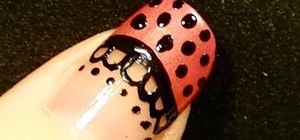 Create a boudoir pink lace and polka dot nail look