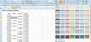 Track cash on hand with a table Microsoft Excel 2010