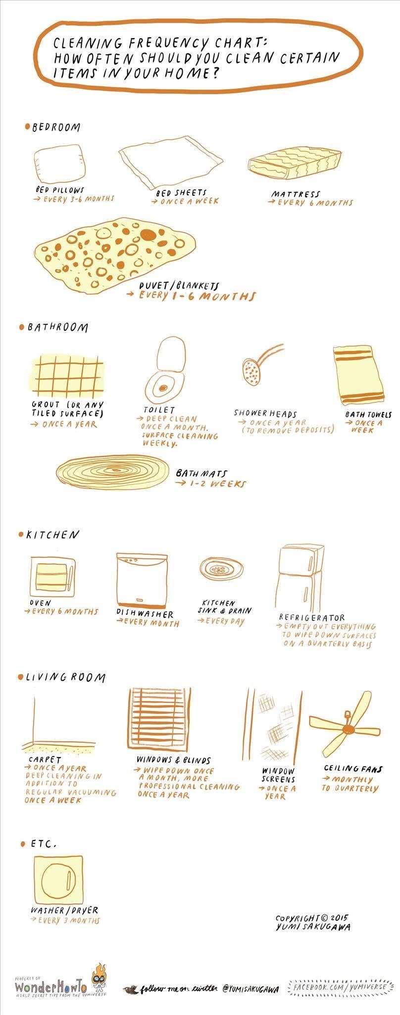 Cleaning Frequency Chart: How Often Should You Clean Certain Items in Your Home?