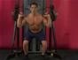 Exercise with overhand squat & cable shoulder press