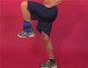 Exercise with standing bent knee leg raise with weight