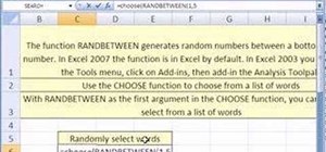 Randomly generate words in an Excel spreadsheet