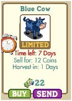 Blue Cow and Blue Tree have hit the market in Farmville!