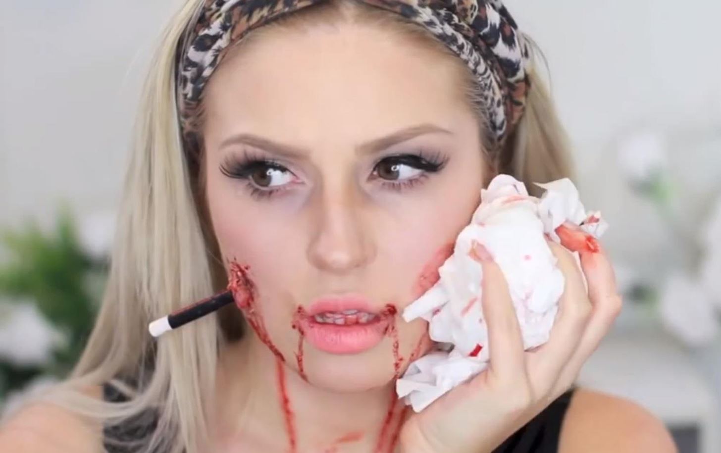 Impale Your Face for Halloween with This Bloody DIY Pencil Stabbing Victim Costume