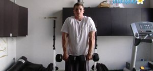 Do a dumbbell shrug weight-lifting exercise routine